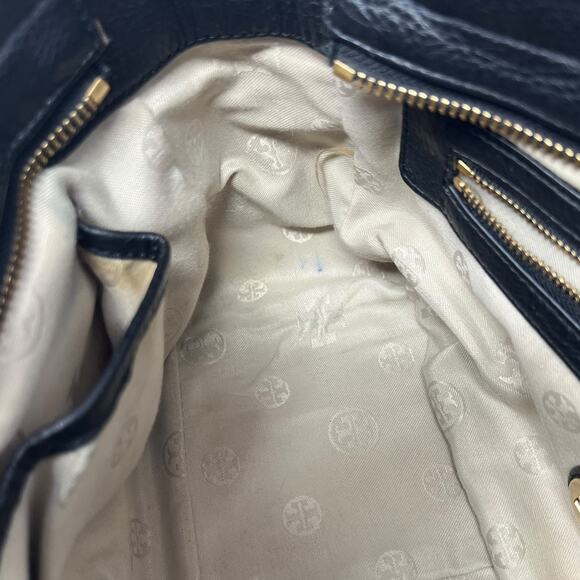 Tory Burch Amanda Mini Satchel Bag Black Pebbled Leather Crossbody - Picture 9 of 16